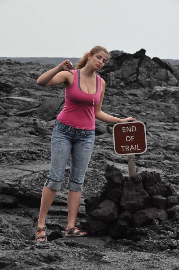 O fim da trilha, no Volcanoes National Park, em Volcano, na Big Island, no Havaí